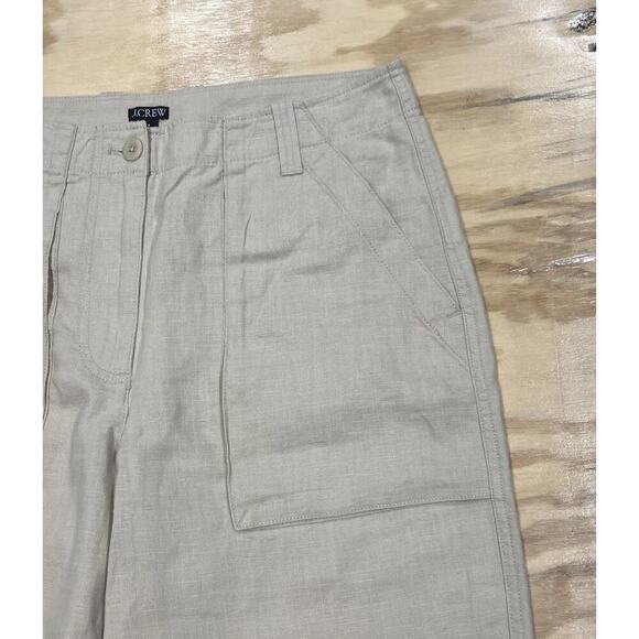 J Crew Women Seaside Cargo Pants Linen Blend Beige Size 8 Beachy Preppy - Picture 6 of 9